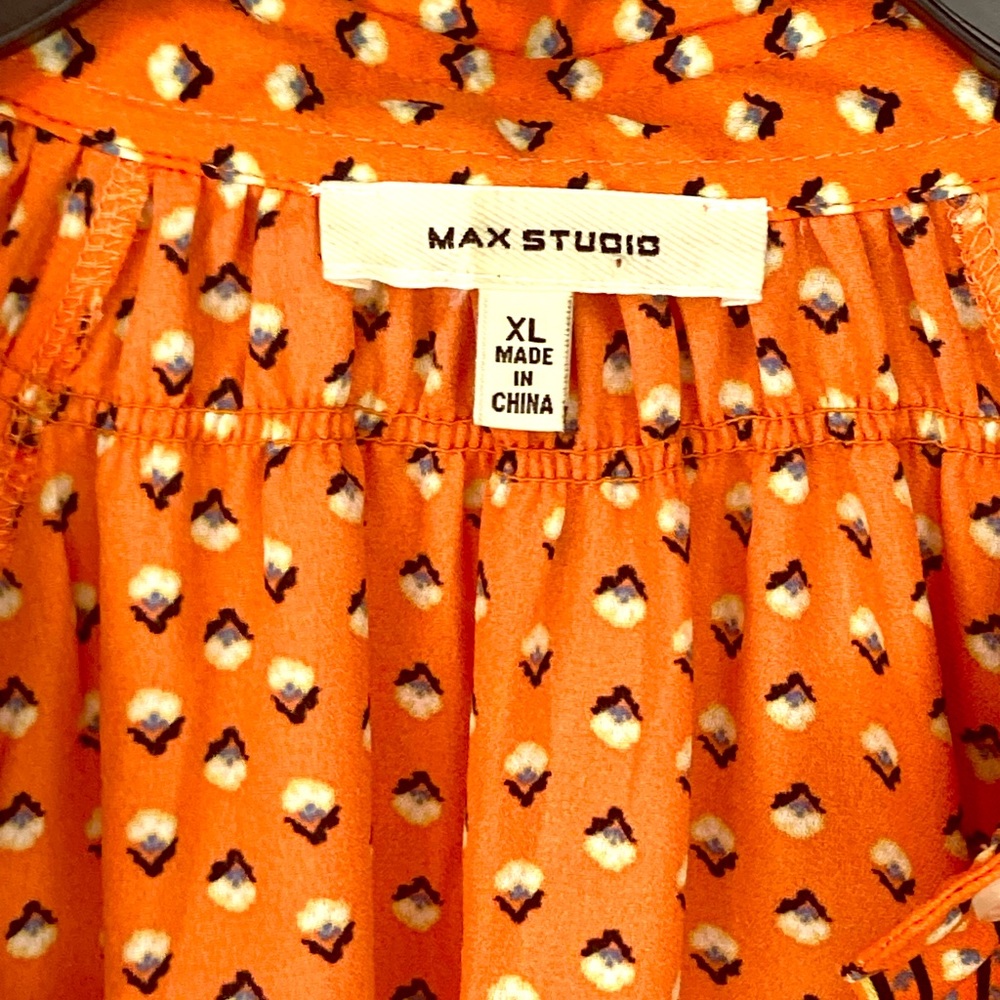 Max Studio Orange Patterned Blouse - image 2